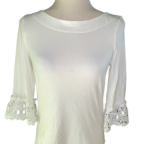 Lilly Pulitzer Waverly White Ruffle Scalloped Eyelet Lace Top - XS - Picture 4 of 13